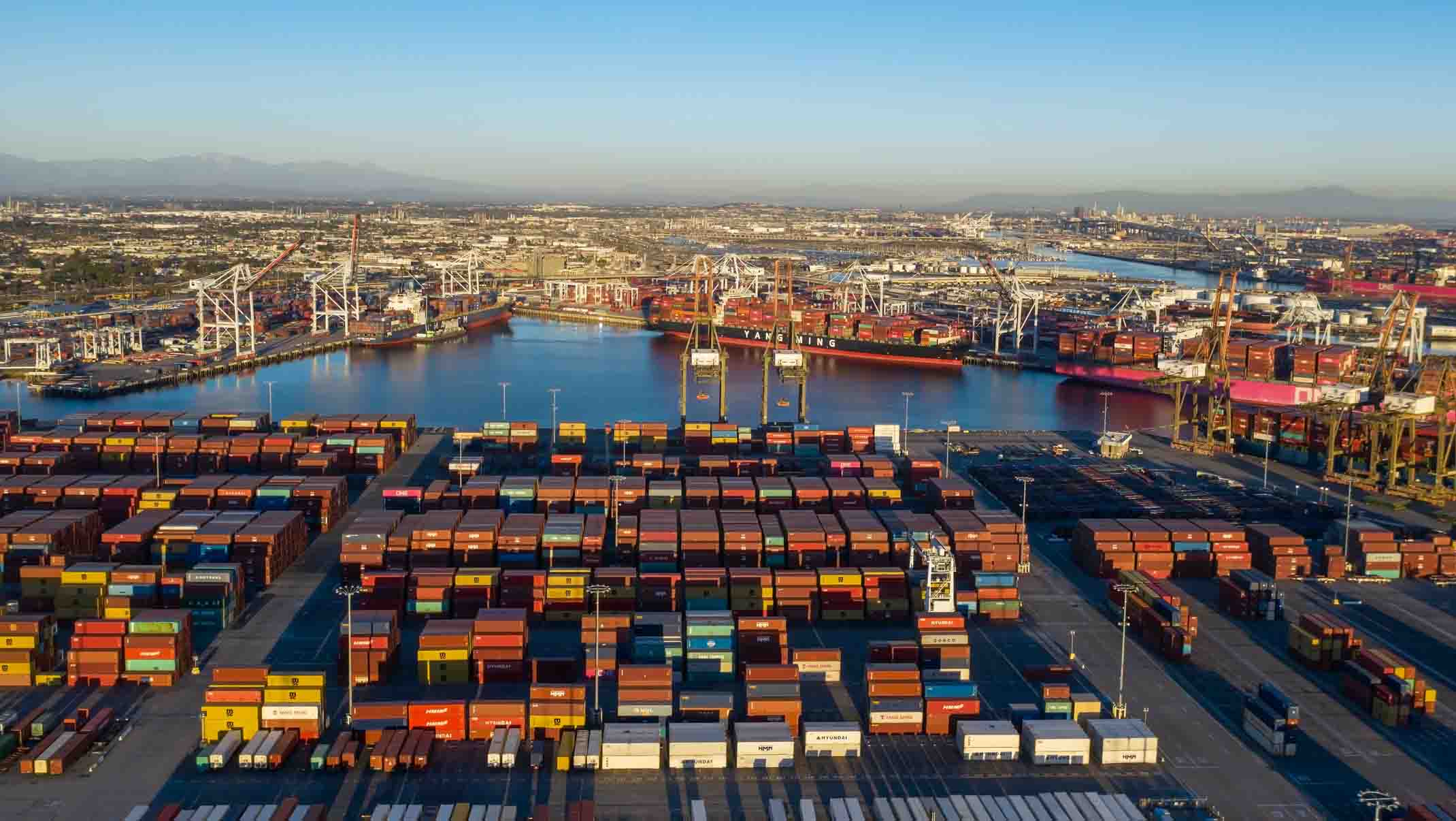 Containers at Long Beach California port