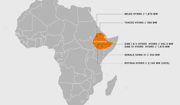 Africa Illustration - featuring hydropower dams in Ethiopia