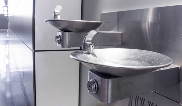 Drinking fountain in the departure lounge of the airport.