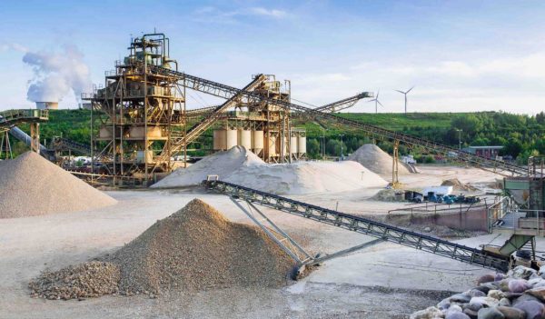 Processing equipment in a gravel plant.