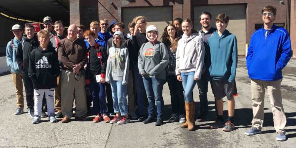 Michael Marshall with a group of students