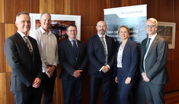 Left to right: Peter Josey (Mott MacDonald), David Watt (Queensland Hydro), Craig Berry (GHD), Kieren Cusack (Queensland Hydro), Roslyn Bird (GHD), Mark Cordell (Stantec)