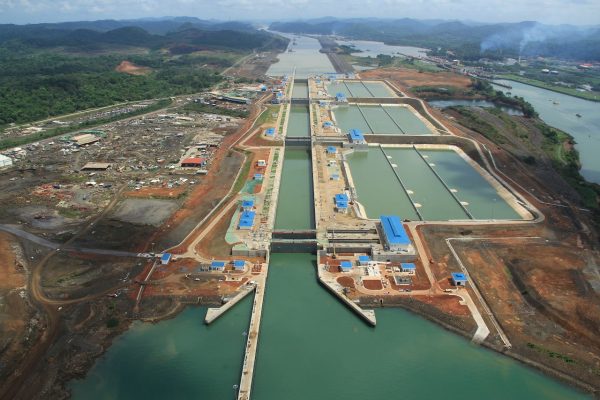 Aerial view of the canal and locks