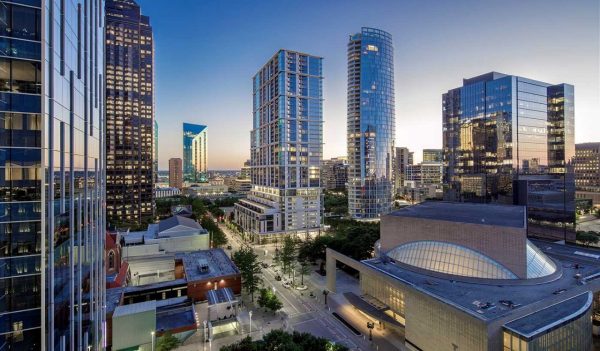 View of the building with surround cityscape