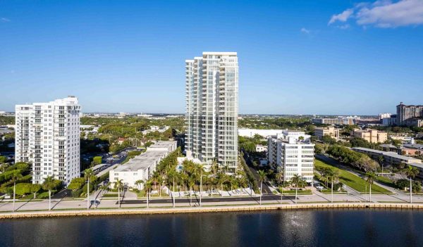 View of the condo buildings on the waterfront