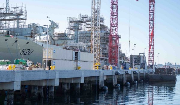 The dock with a ship