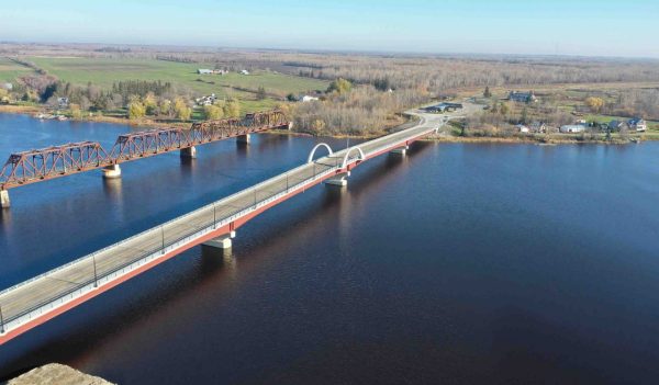 Aerial view of the new bridge