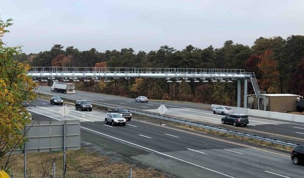 Cars driving along a highway