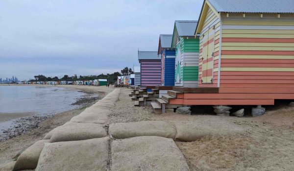 Colorful change facilities on the beach