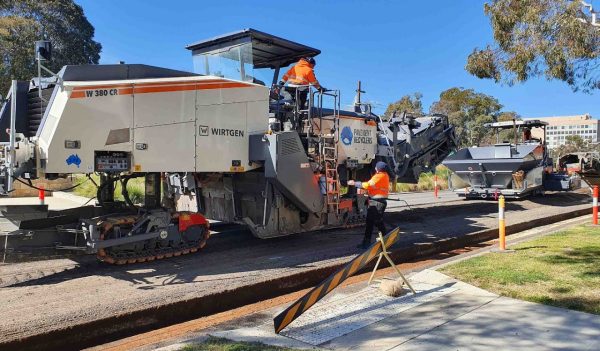 Crews and paving equipment