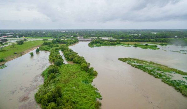 Flooded streets during Hurricane Harvey near Houston Texas