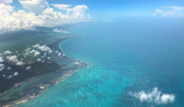 Aerial view of the coast of Holbox, Mexico